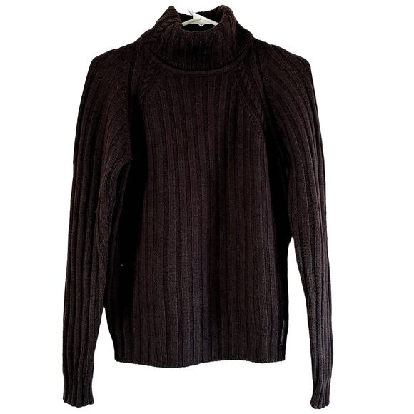 Escada Sport Turtleneck Sweater Ribbed Knit Pullover Stretch Brown Medium - Picture 1 of 6